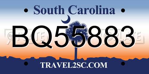 BQ55883 South Carolina License Plate