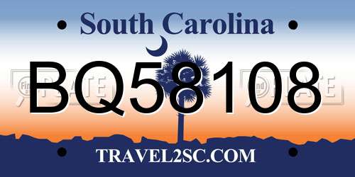 BQ58108 South Carolina License Plate