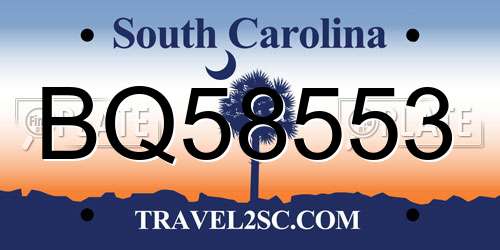 BQ58553 South Carolina License Plate