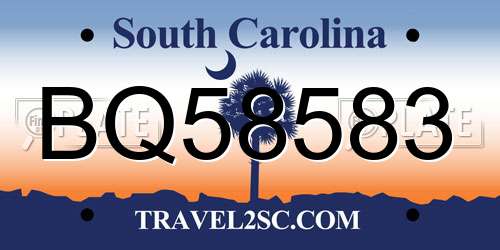 BQ58583 South Carolina License Plate