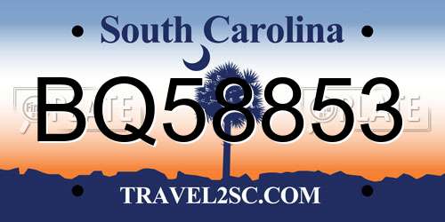 BQ58853 South Carolina License Plate