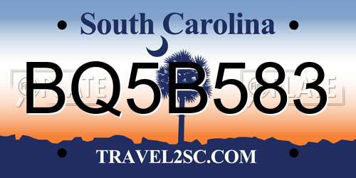 BQ5B583 South Carolina License Plate