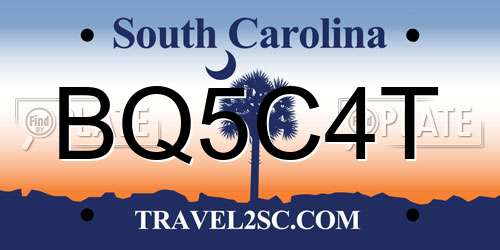 BQ5C4T South Carolina License Plate