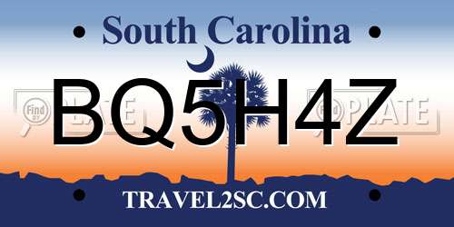 BQ5H4Z South Carolina License Plate