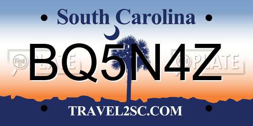 BQ5N4Z South Carolina License Plate