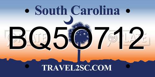 BQ5O712 South Carolina License Plate