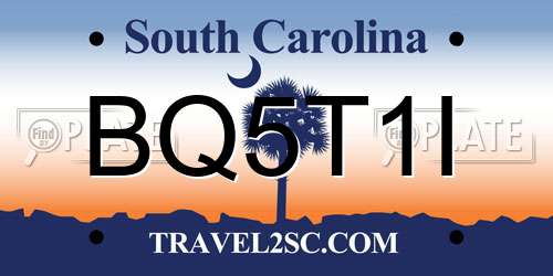 BQ5T1I South Carolina License Plate