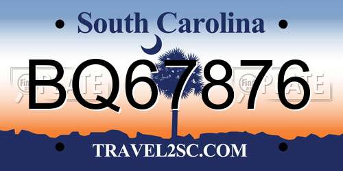 BQ67876 South Carolina License Plate