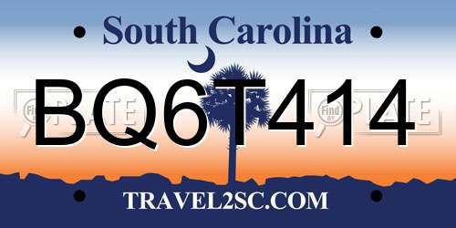 BQ6T414 South Carolina License Plate