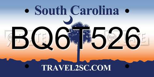 BQ6T526 South Carolina License Plate