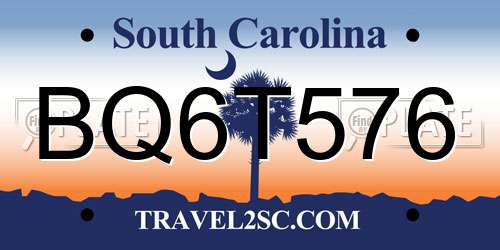 BQ6T576 South Carolina License Plate