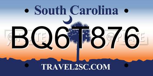 BQ6T876 South Carolina License Plate