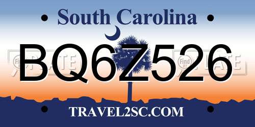 BQ6Z526 South Carolina License Plate