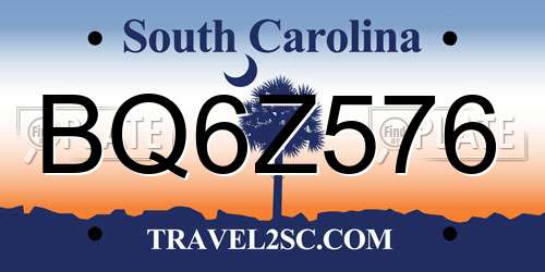 BQ6Z576 South Carolina License Plate