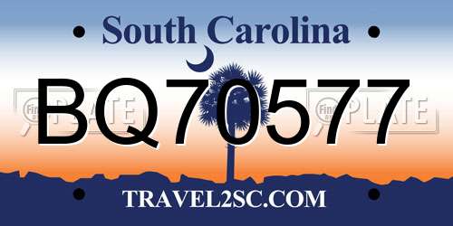 BQ70577 South Carolina License Plate