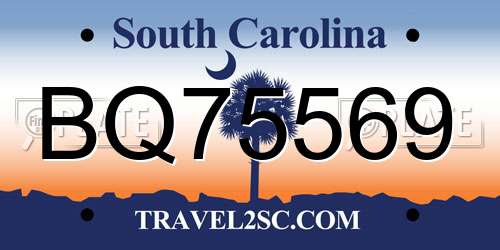 BQ75569 South Carolina License Plate