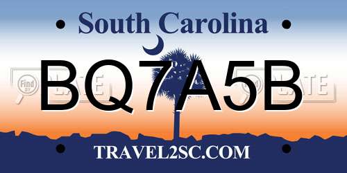 BQ7A5B South Carolina License Plate