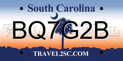 BQ7G2B South Carolina License Plate