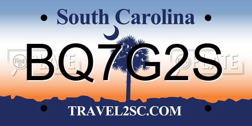 BQ7G2S South Carolina License Plate