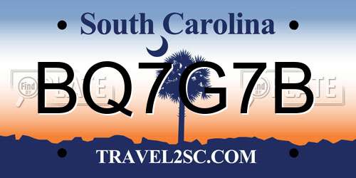 BQ7G7B South Carolina License Plate