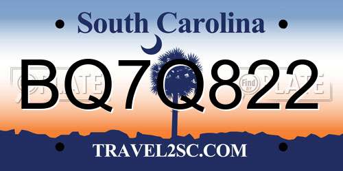 BQ7Q822 South Carolina License Plate
