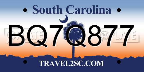 BQ7Q877 South Carolina License Plate