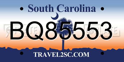 BQ85553 South Carolina License Plate