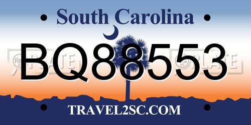 BQ88553 South Carolina License Plate