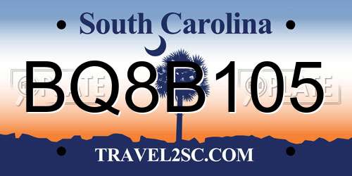 BQ8B105 South Carolina License Plate