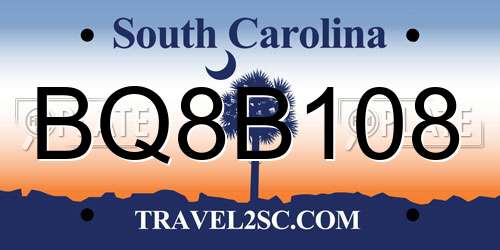 BQ8B108 South Carolina License Plate