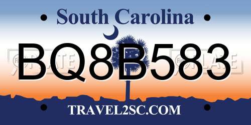 BQ8B583 South Carolina License Plate