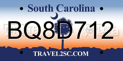 BQ8D712 South Carolina License Plate