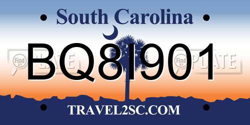 BQ8I901 South Carolina License Plate