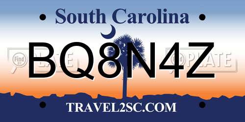 BQ8N4Z South Carolina License Plate