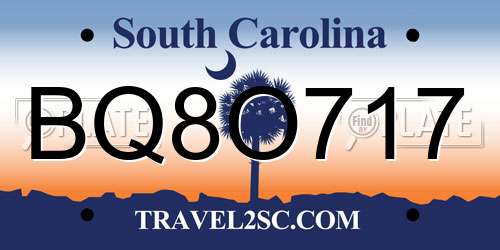 BQ8O717 South Carolina License Plate