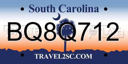 BQ8Q712 South Carolina License Plate