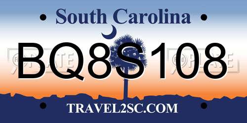BQ8S108 South Carolina License Plate