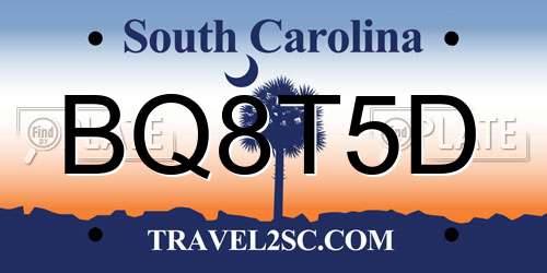 BQ8T5D South Carolina License Plate