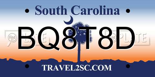 BQ8T8D South Carolina License Plate