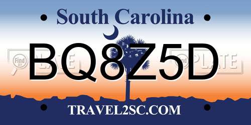 BQ8Z5D South Carolina License Plate