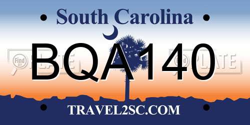 BQA140 South Carolina License Plate