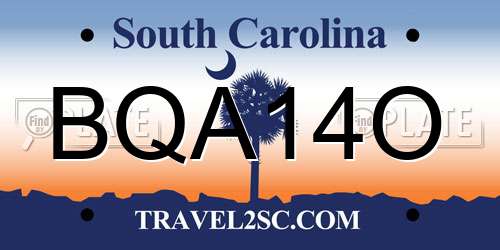 BQA14O South Carolina License Plate
