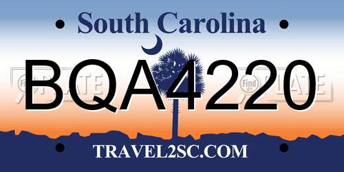BQA4220 South Carolina License Plate