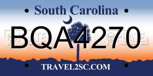 BQA4270 South Carolina License Plate