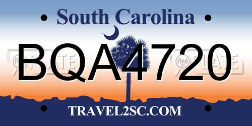 BQA4720 South Carolina License Plate