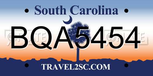 BQA5454 South Carolina License Plate