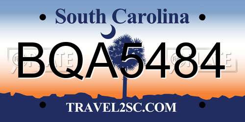 BQA5484 South Carolina License Plate