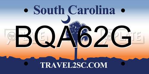 BQA62G South Carolina License Plate