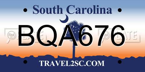 BQA676 South Carolina License Plate