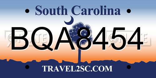 BQA8454 South Carolina License Plate
